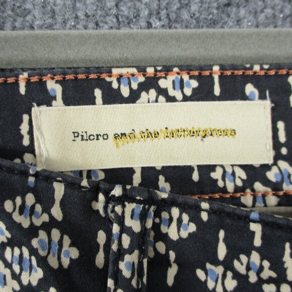 Pilcro Pants Women 28 Black Geometric Ankle Zip Serif Stretch Anthro Fit 30x28 - Picture 5 of 16